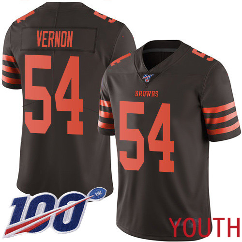 Cleveland Browns Olivier Vernon Youth Brown Limited Jersey #54 NFL Football 100th Season Rush Vapor Untouchable->youth nfl jersey->Youth Jersey